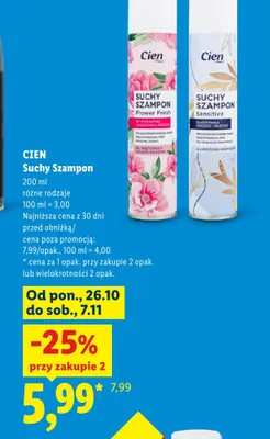 Suchy szampon Flower Fresh Cien promocja w Lidl
