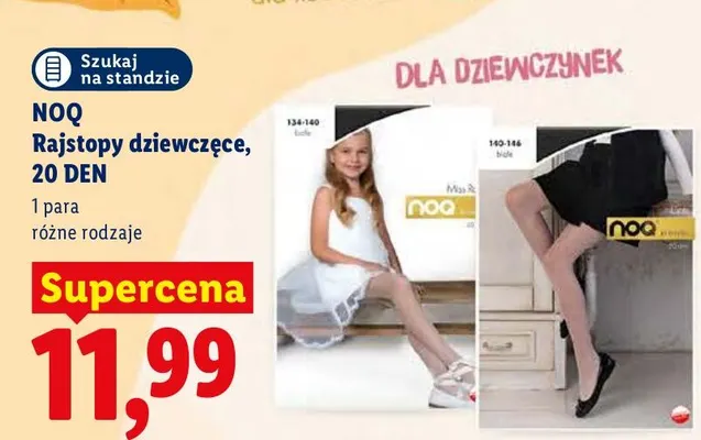 Rajstopy dziewczęce 20 DEN NOQ promocja w Lidl