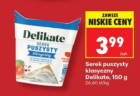 Serek puszysty klasyczny Delikate promocja w Biedronka