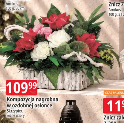 Kompozycja nagrobna w ozdobnej osłonce Skrzypiec promocja w Leclerc