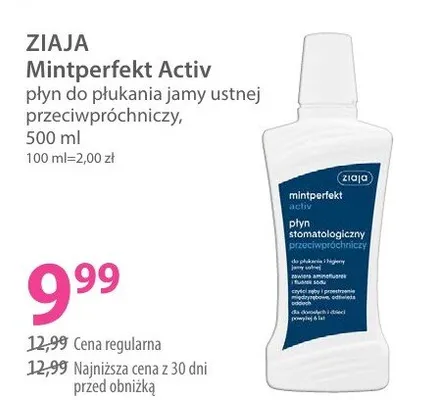 Mintperfekt Activ płyn do płukania jamy ustnej przeciwpróchniczny promocja w Hebe