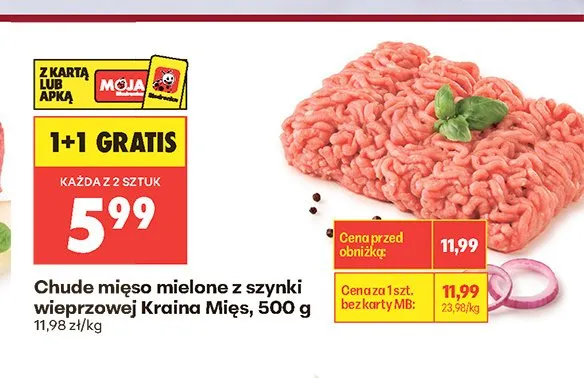 Chude mięso mielone z szynki wieprzowej Kraina Mięs promocja w Biedronka