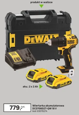 Wiertarka akumulatorowa DCD708D2T-QW 18 V promocja w Leroy Merlin