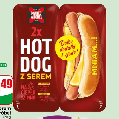 Hot dog z serem Madej Wróbel promocja w Dino
