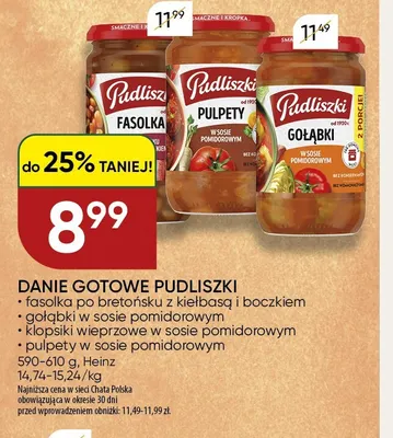 Klopsiki wieprzowe w sosie pomidorowym Pudliszki promocja w Chata Polska