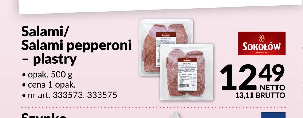 Salami plastry Sokołów promocja w Makro