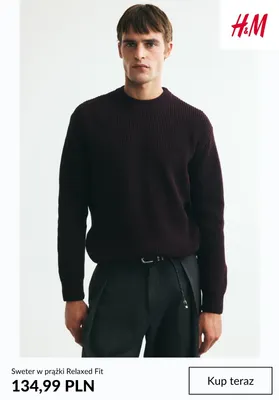 Sweter w prążki Relaxed Fit H & M promocja w H&M