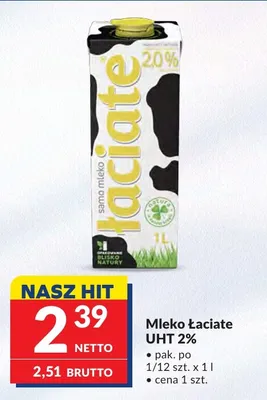 Mleko UHT Łaciate 2% promocja w Makro