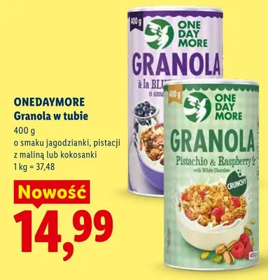 Granola w tubie z pistacji OneDayMore promocja w Lidl