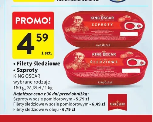 Szproty KING OSCAR promocja w Intermarche