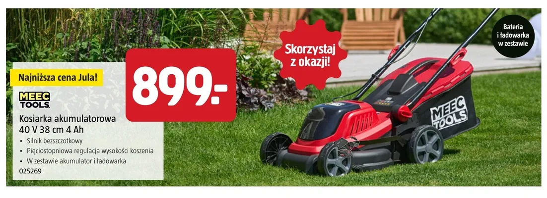 Kosiarka akumulatorowa Meec Tools promocja w Jula