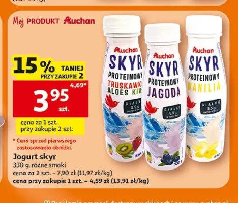 Jogurt skyr proteinowy Auchan truskawka promocja w Auchan