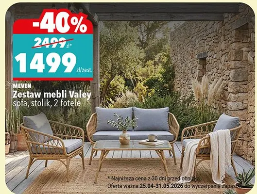 Zestaw mebli Valey Meven sofa stolik 2 fotele promocja w Biedronka