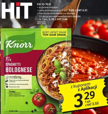 Fix Knorr Spaghetti Bolognese 33-70 g promocja w Selgros