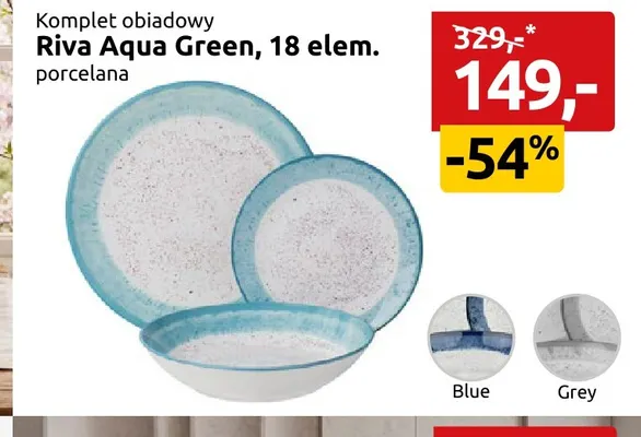 Komplet obiadowy Riva Aqua Green 18 elem. porcelana promocja w Black Red White