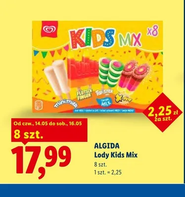 Lody Kids Mix ALGIDA 8-pak promocja w Lidl
