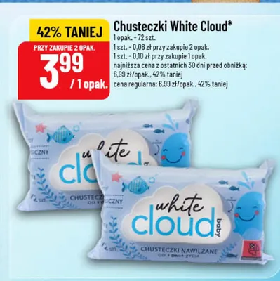 Chusteczki nawilżane White Cloud Baby promocja w POLOmarket