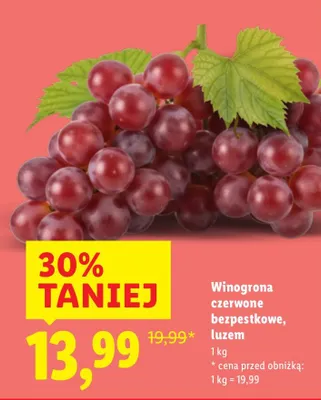 Winogrona czerwone bezpestkowe luzem promocja w Lidl