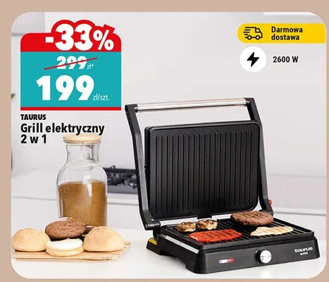 Grill elektryczny Taurus 2 w 1 2600W promocja w Biedronka