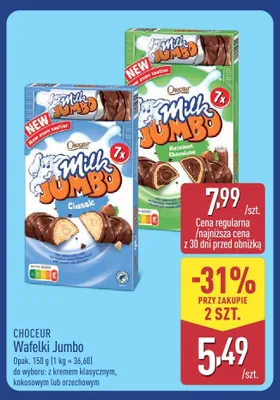 Wafelki Jumbo z kremem kokosowym Choceur promocja w Aldi