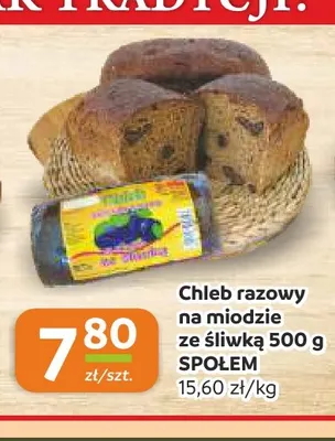 Chleb razowy na miodzie ze śliwką 500 g Społem promocja w Społem Częstochowa