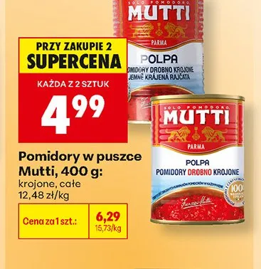 Pomidory w puszce krojone Mutti promocja w Biedronka