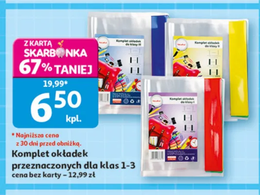 Komplet okładek dla klas 1-3 promocja w Auchan