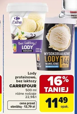 Lody bez laktozy Carrefour Waniliowe promocja w Carrefour Market