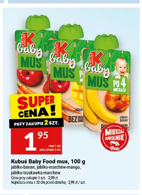 Mus jabłko-truskawka-marchew Kubuś Baby Food promocja w Twój Market