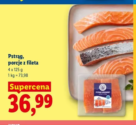 Pstrąg porcje z fileta Targ Rybny Lidla 4-pak 125 g promocja w Lidl