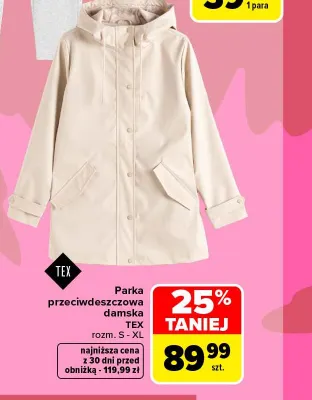 Parka przeciwdeszczowa damska TEX promocja w Carrefour