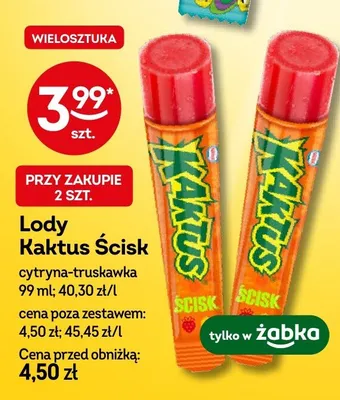 Lody Kaktus Ścisk cytryna-truskawka promocja w Żabka