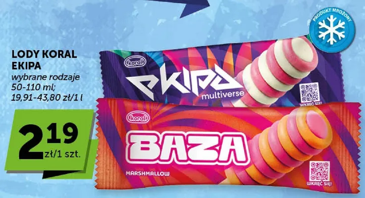 Lody Koral Ekipa Baza Marshmallow promocja w Euro Sklep