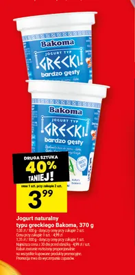 Jogurt naturalny typu greckiego Bakoma promocja w Twój Market