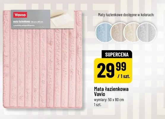 Mata łazienkowa Vavio 50x80cm z powłoką antypoślizgową promocja w POLOmarket