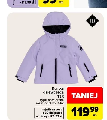 Kurtka dziewczęca typu narciarska TEX promocja w Carrefour
