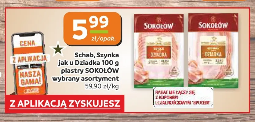 Szynka jak u Dziadka plastry Sokołów promocja w Społem Częstochowa