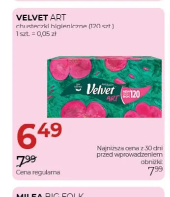Chusteczki higieniczne Velvet Art promocja w Drogerie Jawa