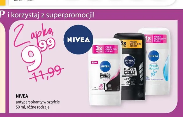 Antyperspirant w sztyfcie Nivea Fresh Natural promocja w Drogerie Polskie