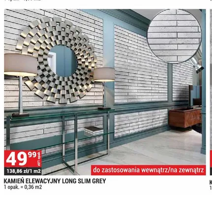 Kamień elewacyjny Long Slim Grey promocja w Merkury Market