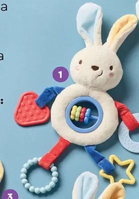 Sensoryczna zabawka dla niemowlaka - królik z gryzakami promocja w Biedronka