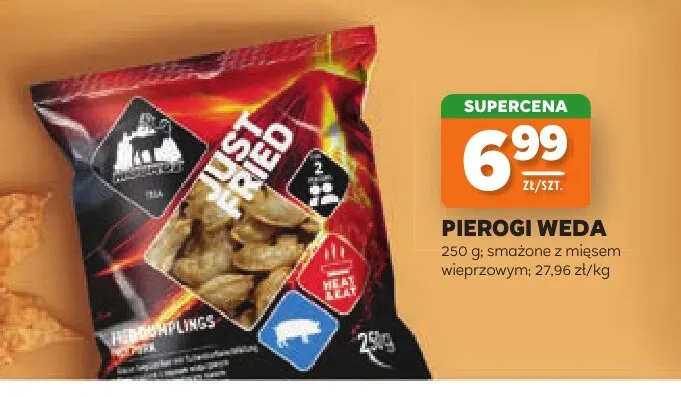 Pierogi smażone z mięsem wieprzowym Weda promocja w Stokrotka