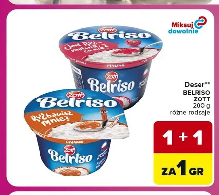 Deser Belriso cynamon Zott promocja w Carrefour Market