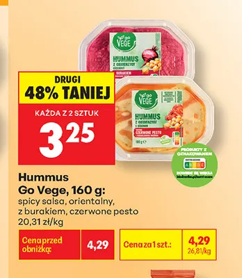 Hummus z burakiem Go Vege promocja w Biedronka