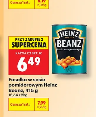 Fasolka w sosie pomidorowym Heinz Beanz promocja w Biedronka