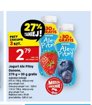 Jogurt Ale Pitny Danone jagoda promocja w Twój Market