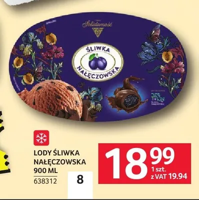 Lody Śliwka Nałęczowska Solidarność 900 ml promocja w Selgros