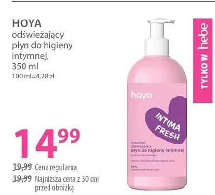 Płyn do higieny intymnej odświeżający promocja w Hebe