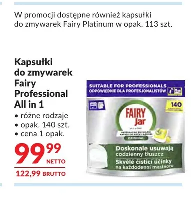Kapsułki do zmywarek Fairy Professional All in 1 promocja w Makro