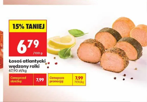 Łosoś atlantycki wędzony rolki promocja w Biedronka